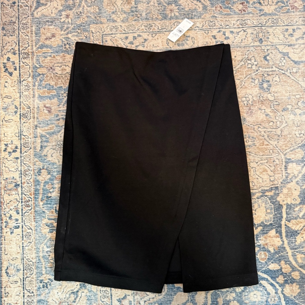 LOFT Black Wrap Pencil Skirt Knee-Length